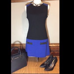 Papillon color block no sleeve dress
